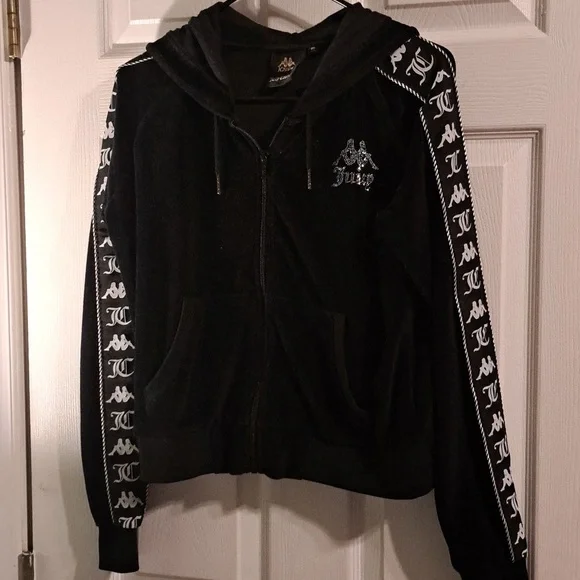 NWOT, Juicy X Kappa Black Velour Bling Hoodie